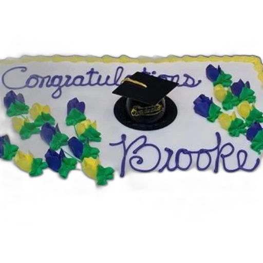 graduation, cake, blue, yellow transparent PNG cut-out