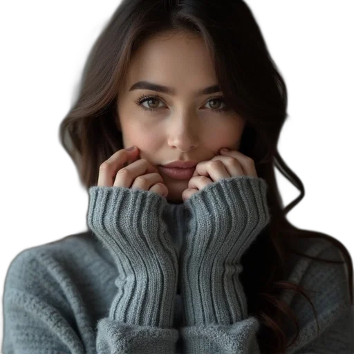 face, jacket, jewelry, hat transparent PNG cut-out