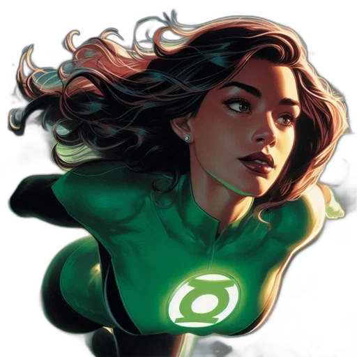 comic book art, concept art, green, close-up transparent PNG cut-out