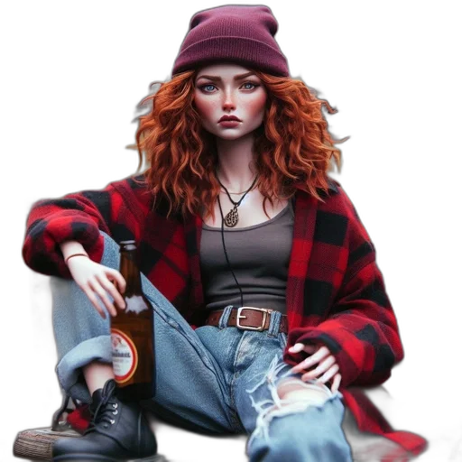 jacket, hat, jewelry, face transparent PNG cut-out