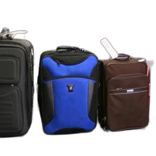 blue, suitcase, stands, between transparent PNG cut-out