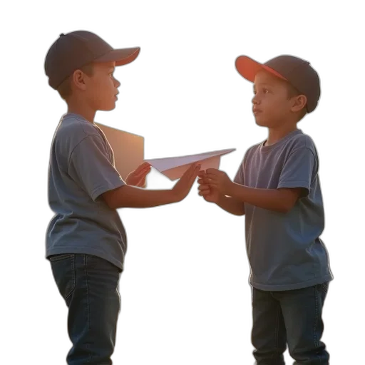 hat, 3d render, two, boys transparent PNG cut-out
