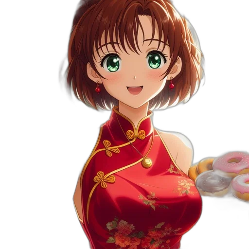 dress, flower, staff, face transparent PNG cut-out