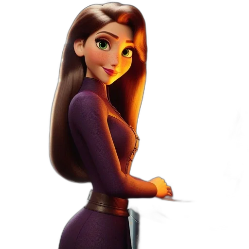 dress, staff, crown, hair transparent PNG cut-out