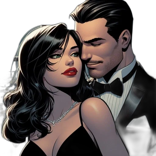 comic book art, concept art, intimate, couple transparent PNG cut-out
