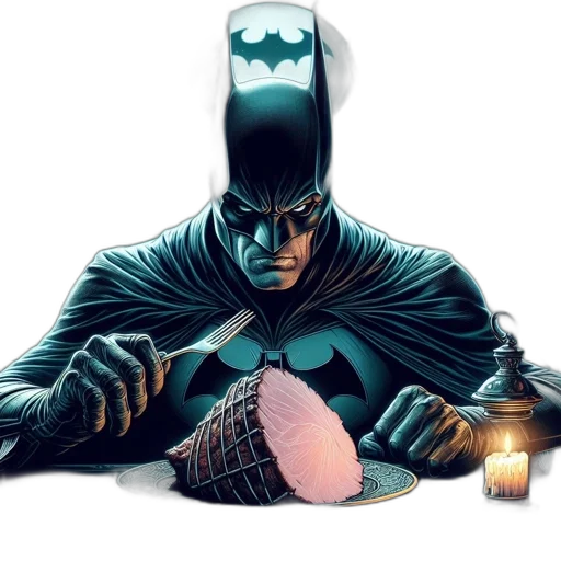 comic book art, concept art, batman, seated transparent PNG cut-out