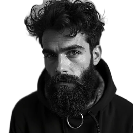 jacket, face, hair, staff transparent PNG cut-out