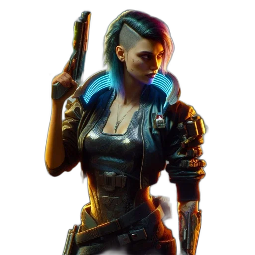 jacket, weapon, robot, staff transparent PNG cut-out