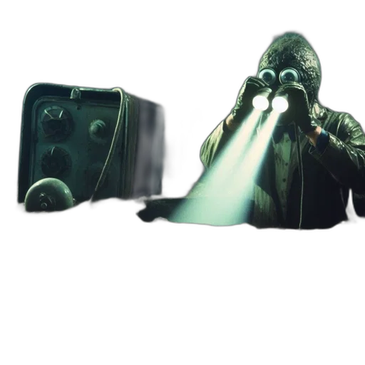 jacket, mask, weapon, staff transparent PNG cut-out