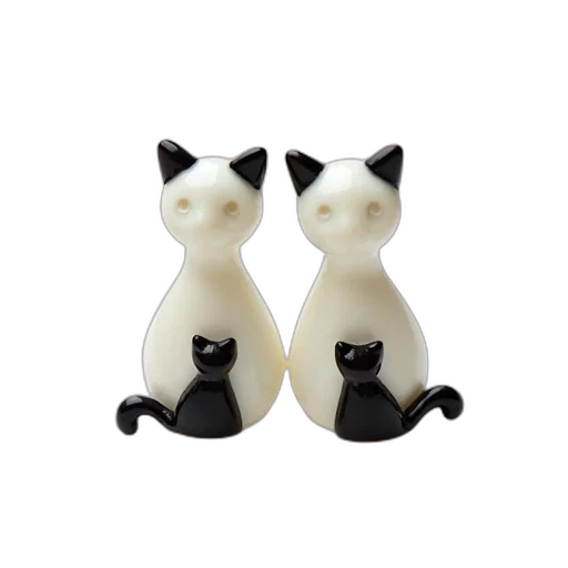pair, white, cat, earrings transparent PNG cut-out