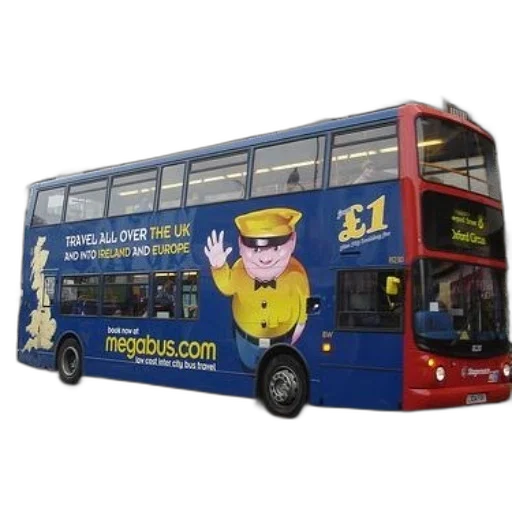 cartoon, concept art, megabus, double-decker transparent PNG cut-out