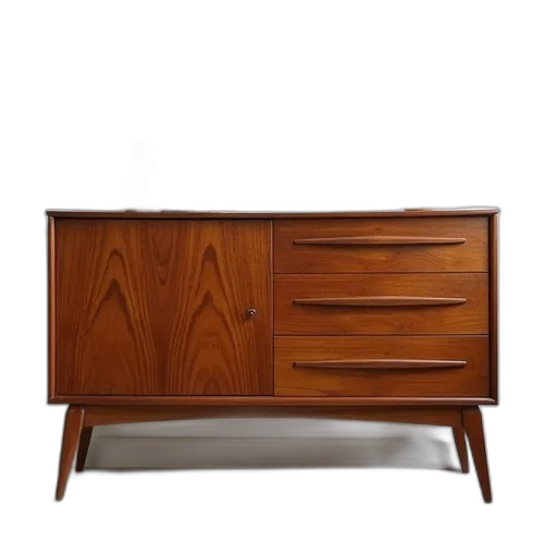 furniture, vintage, sideboard, walnut transparent PNG cut-out