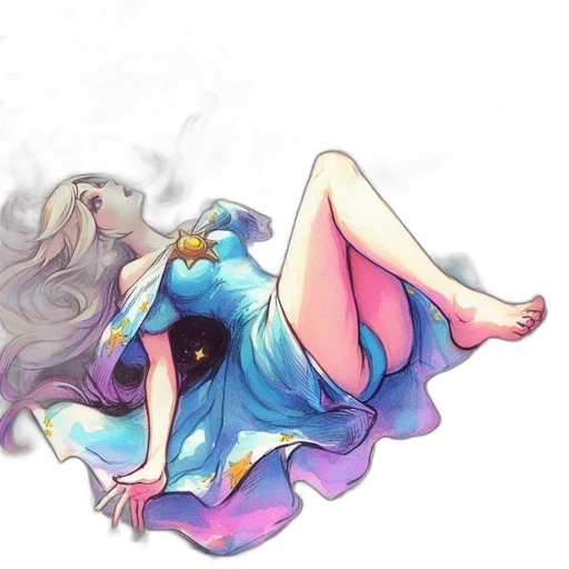 dress, watercolor, anime, fantasy art transparent PNG cut-out