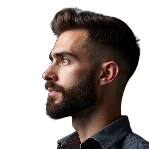 hair, face, staff, jacket transparent PNG cut-out