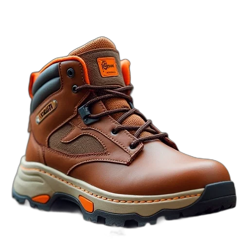 shoes, safety, brown, leather transparent PNG cut-out
