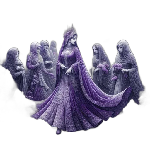 dress, crown, jewelry, staff transparent PNG cut-out