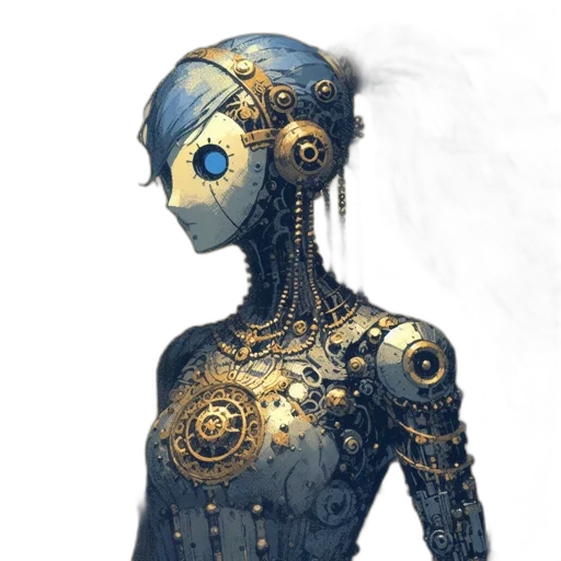 robot, dress, staff, mask transparent PNG cut-out