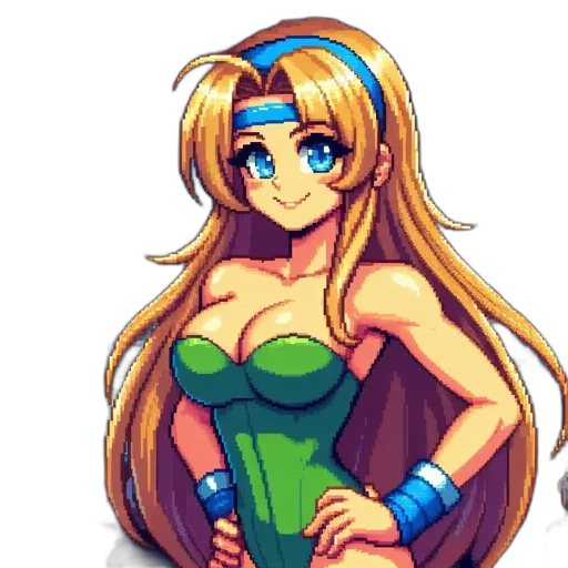 dress, staff, pixel art, anime transparent PNG cut-out
