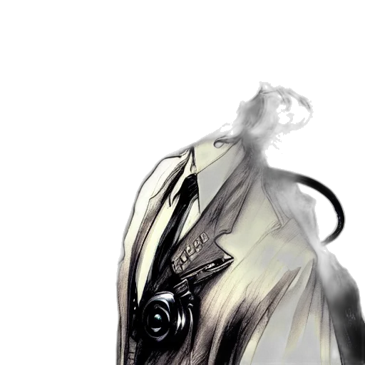 mask, creature, jacket, staff transparent PNG cut-out
