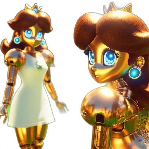 robot, crown, concept art, 3d render transparent PNG cut-out