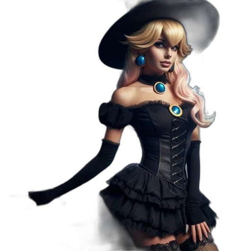 dress, hat, staff, fantasy art transparent PNG cut-out