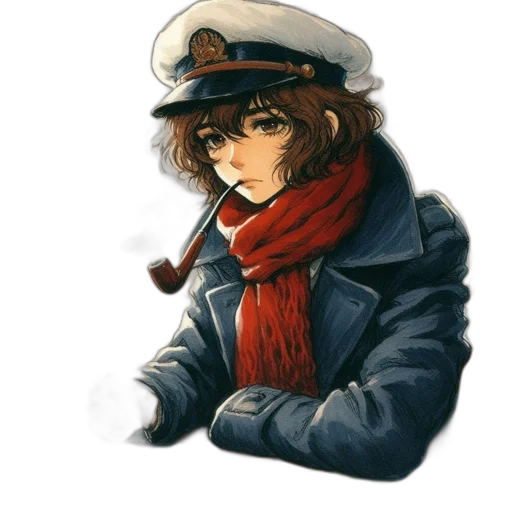 hat, jacket, staff, weapon transparent PNG cut-out