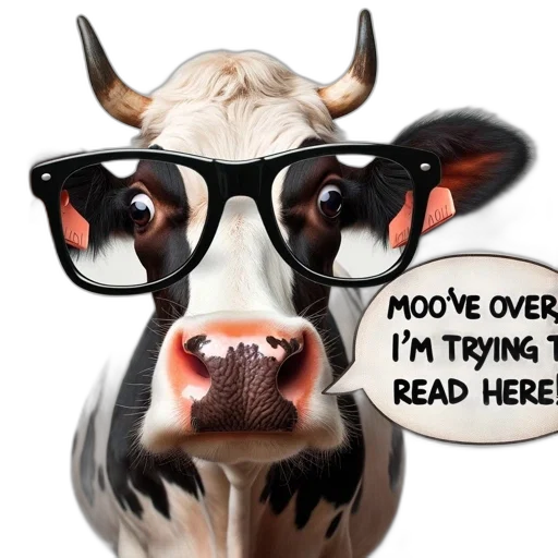 amusingly, depicted, cow, wears transparent PNG cut-out