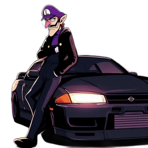 car, hat, concept art, vaporwave transparent PNG cut-out