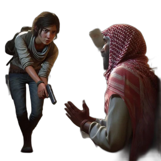weapon, jacket, staff, creature transparent PNG cut-out