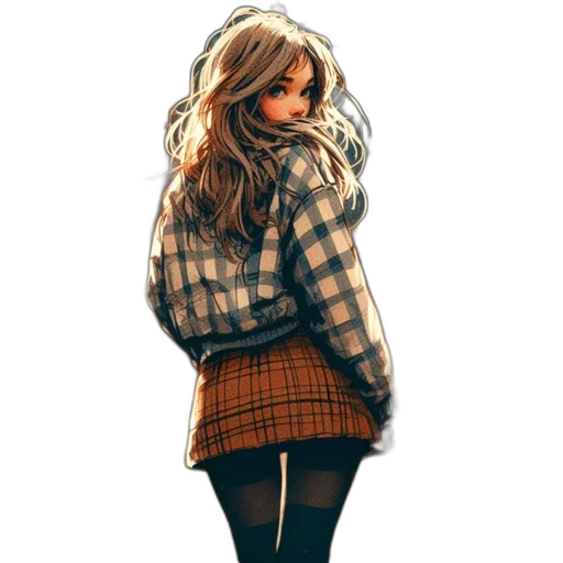 jacket, dress, hair, concept art transparent PNG cut-out