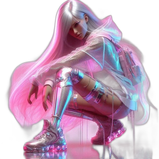 robot, cyberpunk, concept art, vaporwave transparent PNG cut-out