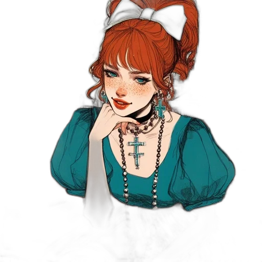 dress, staff, jewelry, face transparent PNG cut-out