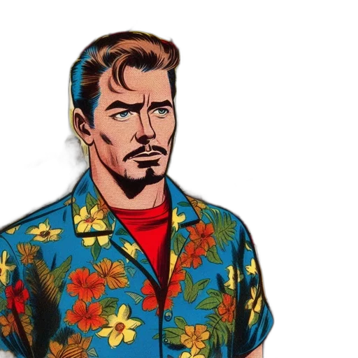 jacket, face, comic book art, cartoon transparent PNG cut-out