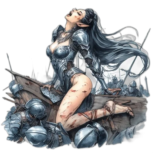 sword, dress, fantasy art, comic book art transparent PNG cut-out
