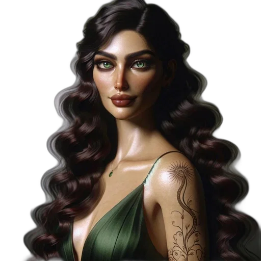 hair, dress, jewelry, fantasy art transparent PNG cut-out