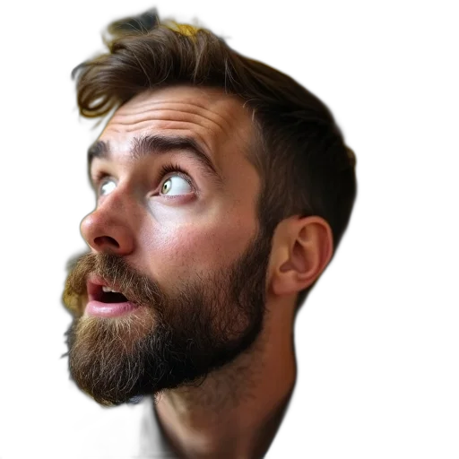 face, hair, jacket, staff transparent PNG cut-out