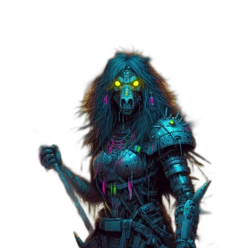 creature, robot, mask, staff transparent PNG cut-out