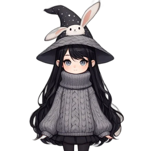 hat, dress, creature, staff transparent PNG cut-out