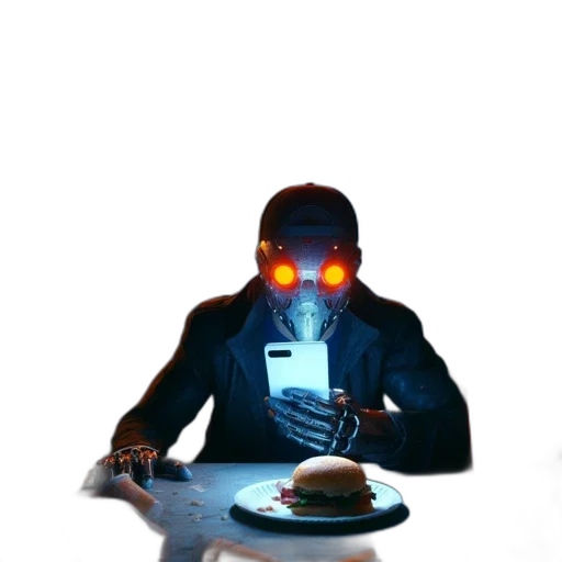 robot, food, mask, jacket transparent PNG cut-out