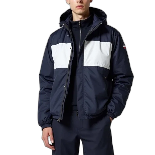 jacket, nylon, tommy, navy transparent PNG cut-out