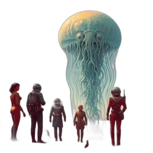 creature, hair, staff, robot transparent PNG cut-out