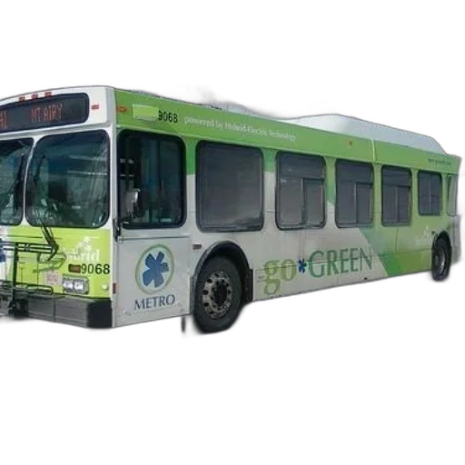 green, white, bus, words transparent PNG cut-out