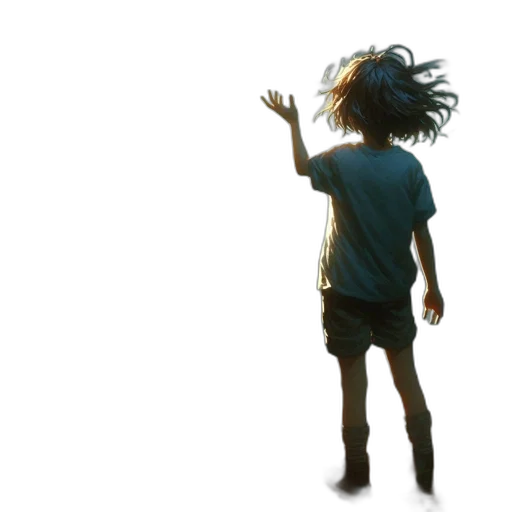 hair, dress, creature, staff transparent PNG cut-out