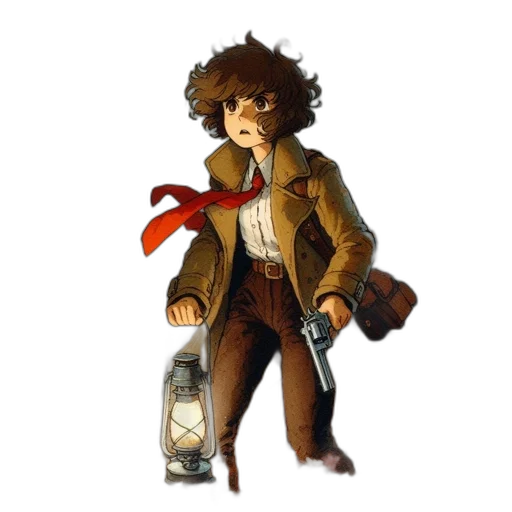jacket, staff, bottle, concept art transparent PNG cut-out