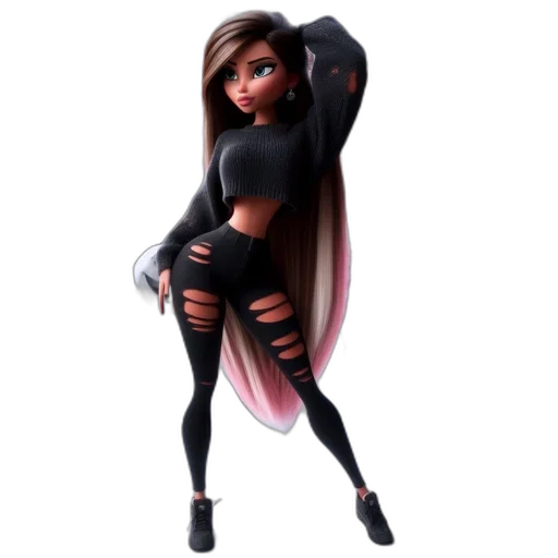 dress, hair, concept art, 3d render transparent PNG cut-out