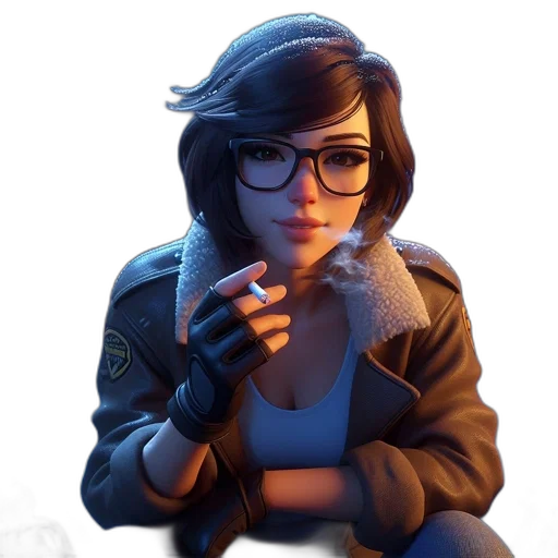 jacket, face, staff, weapon transparent PNG cut-out
