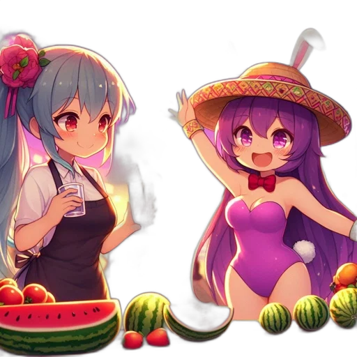 food, anime, pixel art, 3d render transparent PNG cut-out