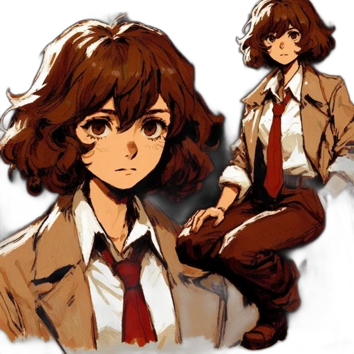 jacket, staff, face, concept art transparent PNG cut-out