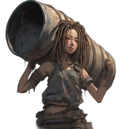 weapon, staff, hair, concept art transparent PNG cut-out