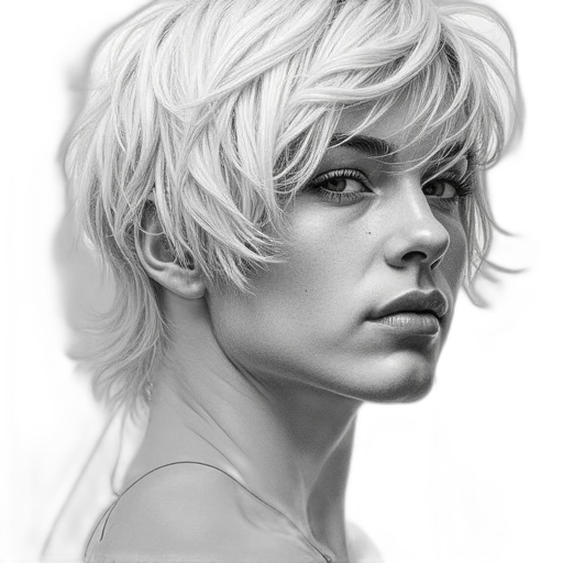 face, hair, jacket, photorealistic transparent PNG cut-out